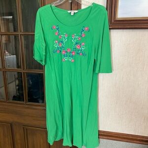 Pioneer Woman Flutter Sleeve Floral Embroidered Dress